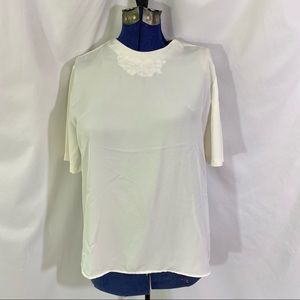 Vintage 90’s Lykettes Cream Short Sleeve Blouse 12 Large Secretary